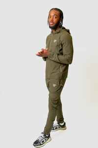 Mens Pro Active Tapered Fit Tracksuit Top- Khaki 04