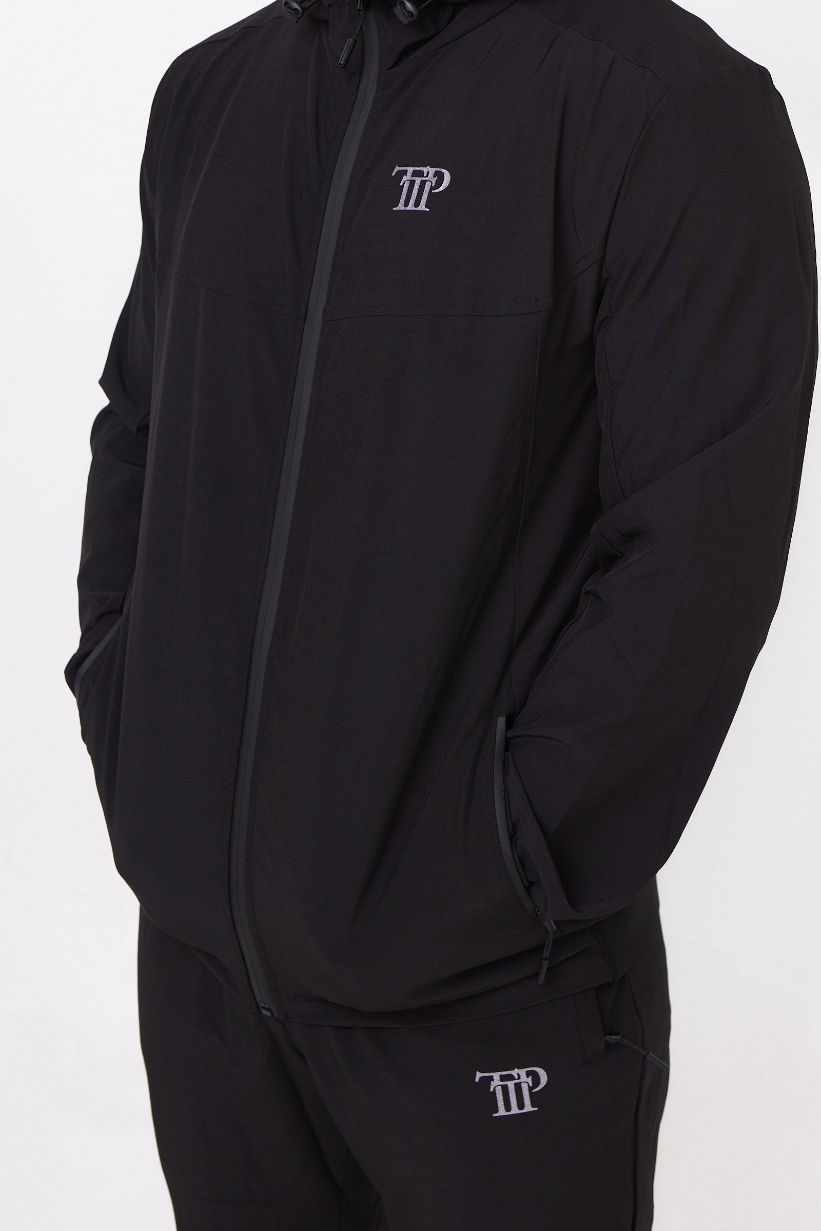 Mens Pro Active Tapered Fit Tracksuit Top- Black/Reflective 01