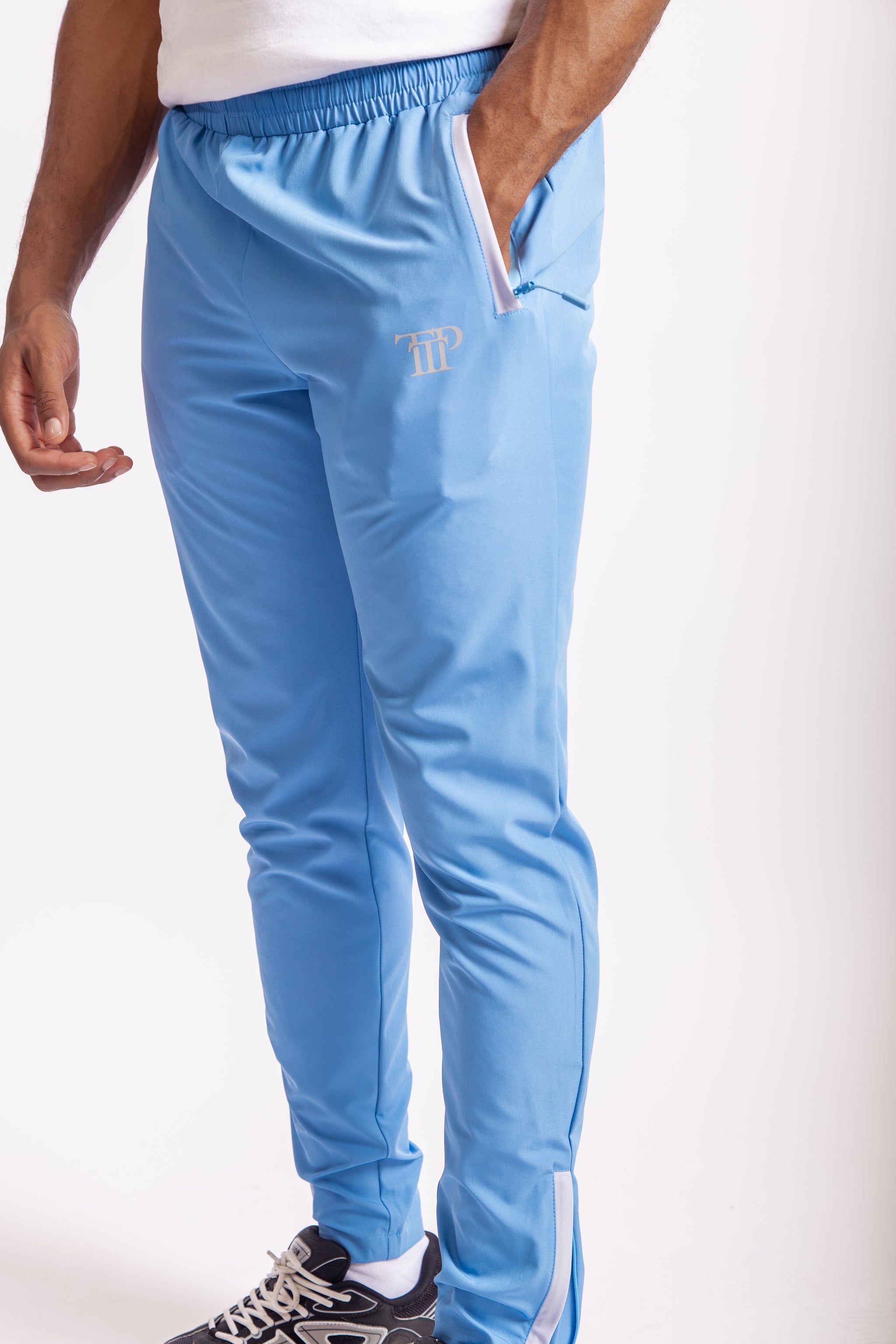 Mens Pro Active Tapered Fit Tracksuit Bottoms- Blue/Grey 05